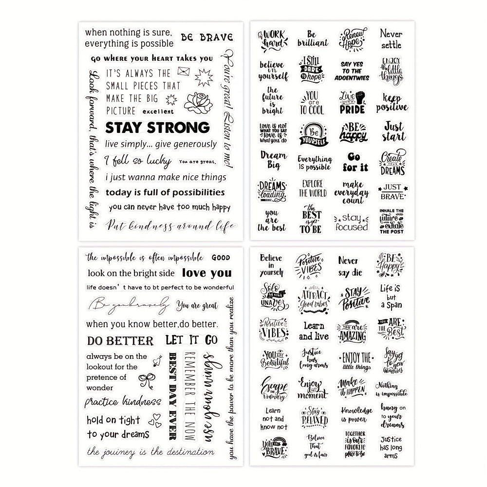 Transparent Handwritten Quote Stickers x 4 Sheets
