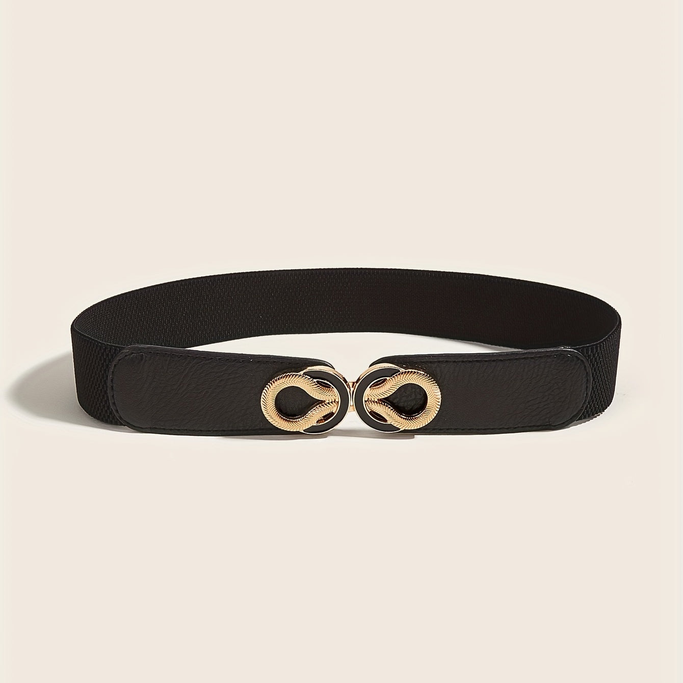 Double Snake Buckle Elastic Belt Wide Waistband Vintage Girdle