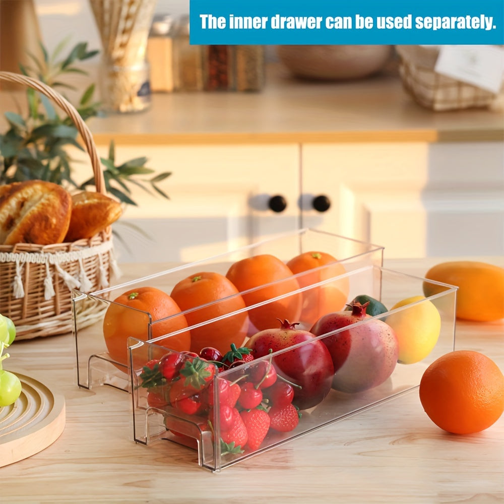 Clear Plastic Refrigerator Storage Box for Fruits Vegetables Drinks Organizers