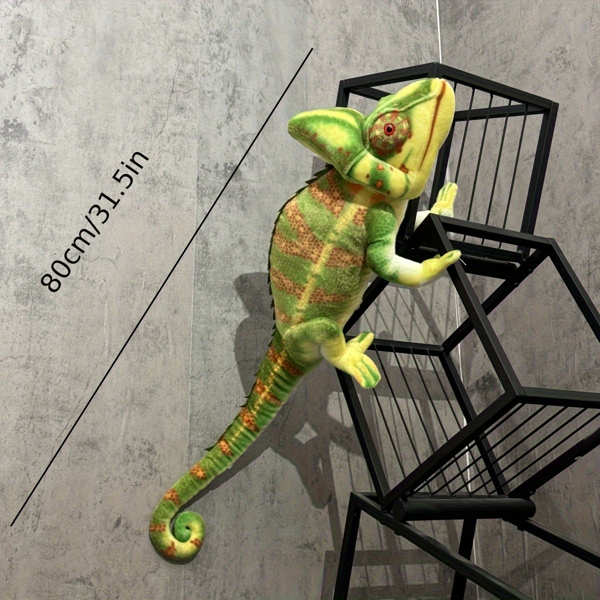 Realistic Chameleon Plush Toy Green & Orange Lizard Stuffed Animal