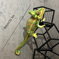 Realistic Chameleon Plush Toy Green & Orange Lizard Stuffed Animal