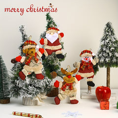4pcs Christmas Tree Pendants Dancing Old Man Snowman Deer Bear Puppet