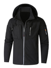 Men's Outdoor Windbreaker Jacket Hooded Waterproof Warm Climbing Jacket