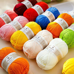 6pcs Hand Woven DIY Milk Cotton Yarn, Needlework Supplies