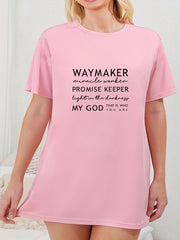 Women's Sleep Dress Letter Print Short Sleeve