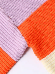 Y2K Sweater Women's Plus Colorblock Grid Print Round Neck