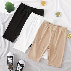 3pcs Girl's Solid Color Yoga Legging Biker Shorts