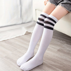 2 Pairs Kids Striped Football Socks Sweat Absorbing Crew Socks