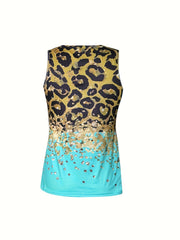 All Over Print Button Front Tank Top Women's Clothing
