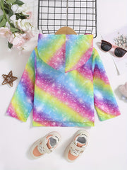 Girls' Floral Animal Print Zip Hooded Windbreaker Jacket Spring Fall