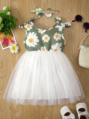 Baby Girl's Sleeveless Print Top & Mesh Skirt Set