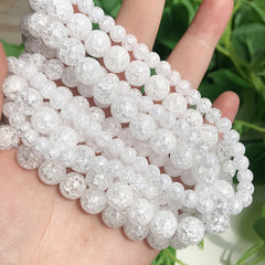 Cracked Crystal Beads Round Spacer Beads Jewelry Making DIY 15'' 4-10mm