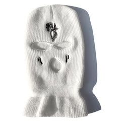 Rose Tears Embroidery Balaclava Hat Ski Mask Winter Soft Knit Warm