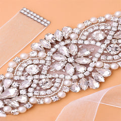 Bridal Belt Waist Chain Sash Faux Pearl Beaded Wedding Dress Accessory