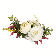 Pink Floral Hair Comb Clip for Women - Wedding Hair Accessories