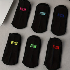6 Pairs Letter Print Mid Tube Socks Women's Stockings