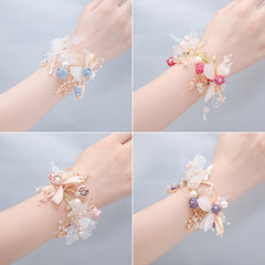 Wedding Wrist Corsages Bridal Fabric Hand Flowers