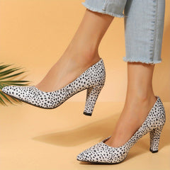 Leopard Print Block Heels Dress Pumps