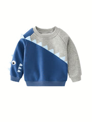Dinosaur Print Boys Casual Sweatshirt Long Sleeve Crew Neck Tops
