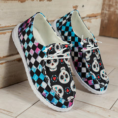 Halloween Skeleton Ghost & Plaid Low Top Sneakers