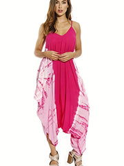 Boho Jumpsuit Women's Plus Tie Dye V Neck Cami Jumpsuit