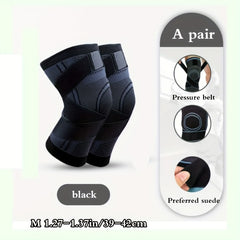 2pcs Knitted Sports Fitness Knee Pads Elastic Breathable 3D Weaving Dual Straps