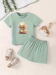 Toddler Kid Cartoon Print T shirt & Pants Set