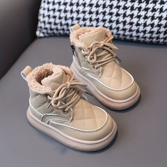 JIAGEYA Boys Casual Comfort Boots Lightweight Warm Fleece Winter Boots