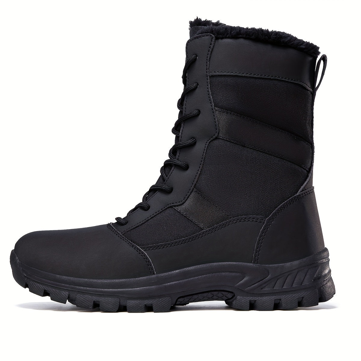 Men's Plush Lined Military Style High Top Boots