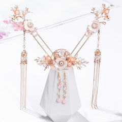 Faux Pearl Crystal Hairpin Earring Set Vintage Wedding Bridal Hair Accessories