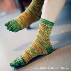 Men's 5-Toe Mid-Calf Socks, Sweat-Absorbing, Thickened, Outdoor Leisure