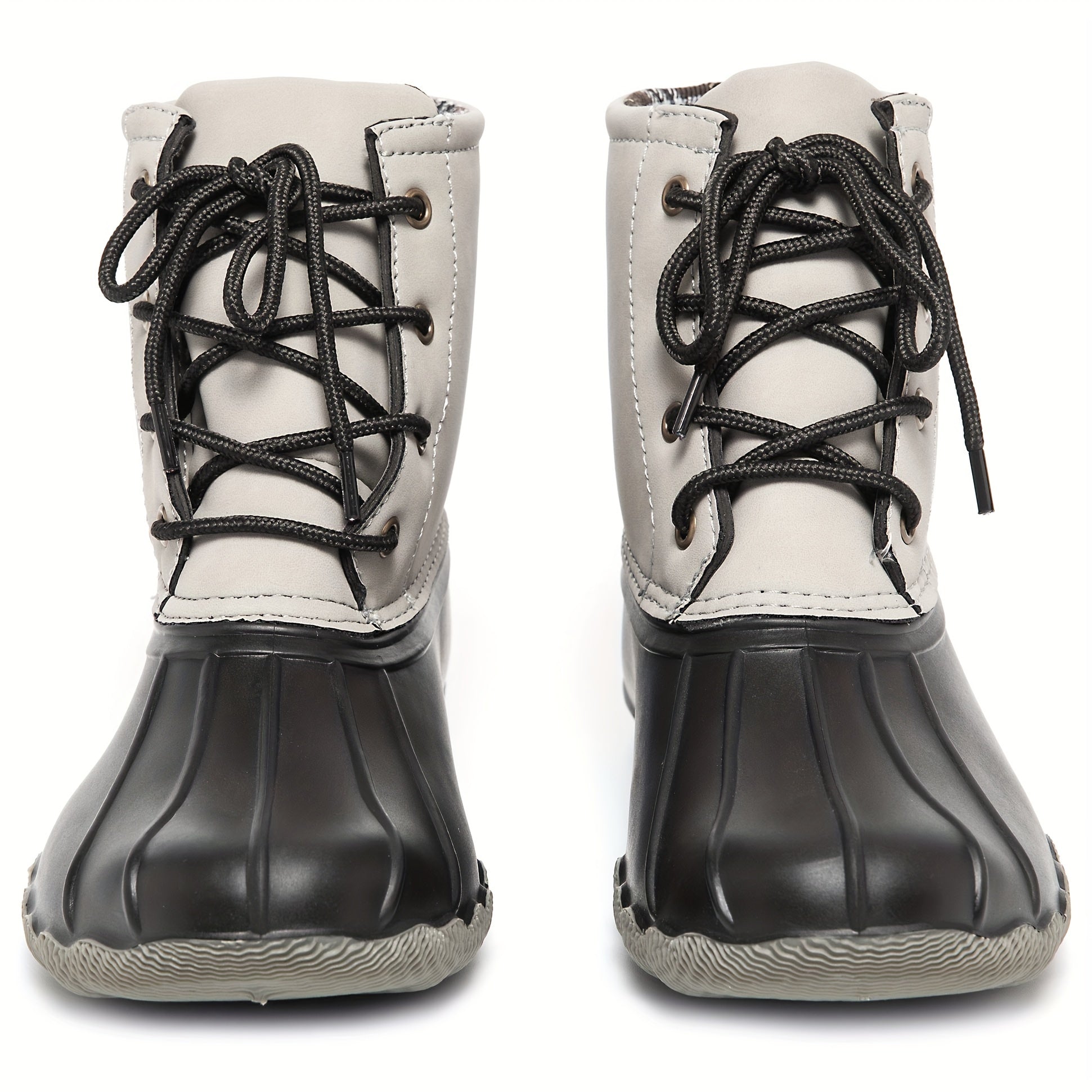 Waterproof PVC Duck Boots Lace Up Flat Non Slip Rain Snow Boots