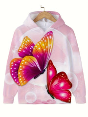 Butterfly Graphic Hooded Sweatshirt for Girls
