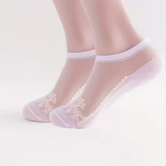 Floral Print Mesh Socks Sheer Ankle Stockings