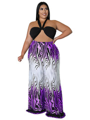 Knot Front Graphic Strapless Top & Pants Set