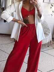 Butterfly Printed Bra Tops & Long Pants Suit Women's Night Out