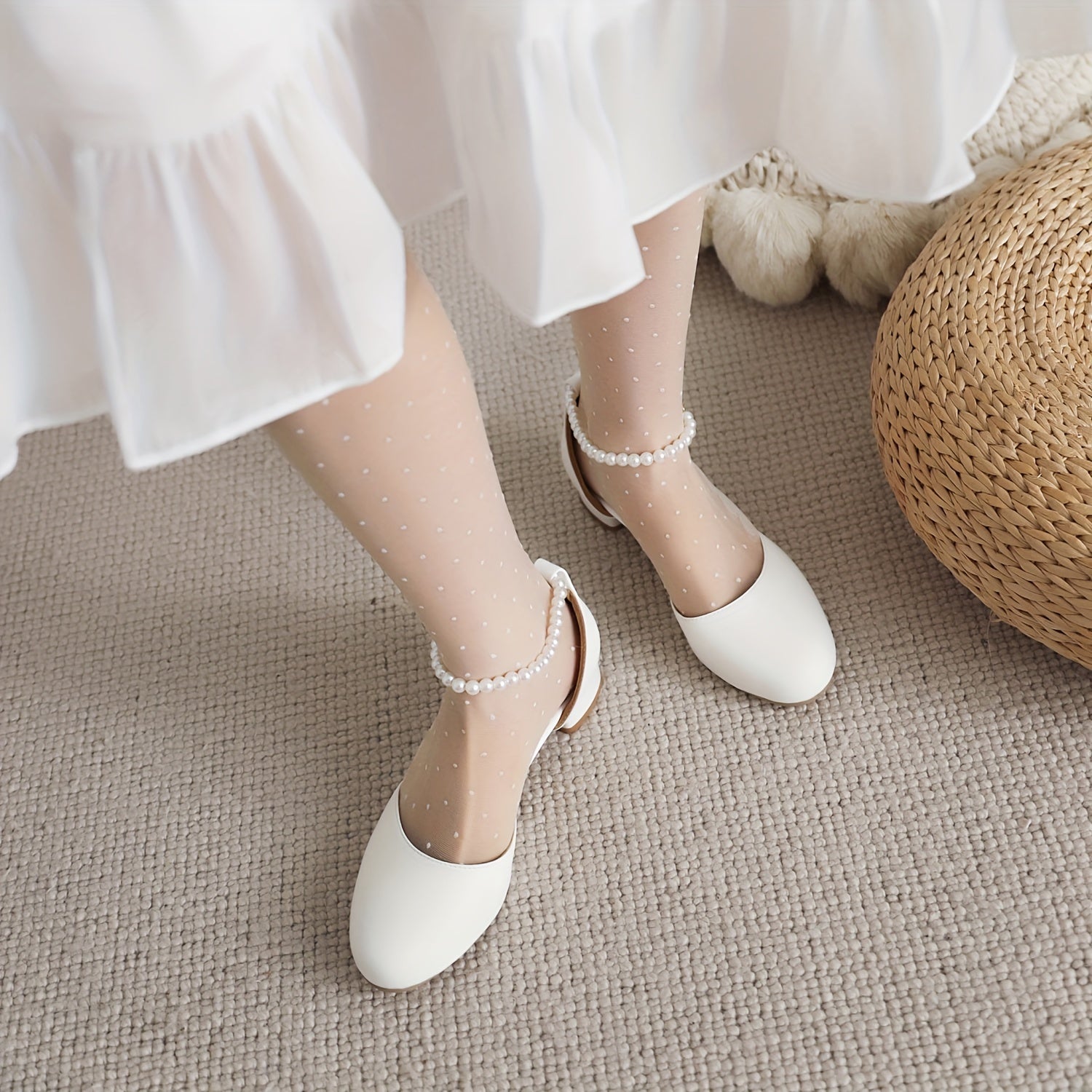 Closed Round Toe Low Heel Pumps Ankle Strap Flats Women's Footwear