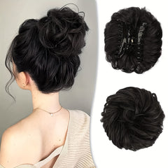Messy Hair Bun Hair Piece Tousled Updo Hairpiece For Women Wavy Curly