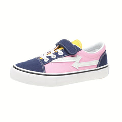 Kids Canvas Skate Shoes Hook Loop Fastener Anti Skid