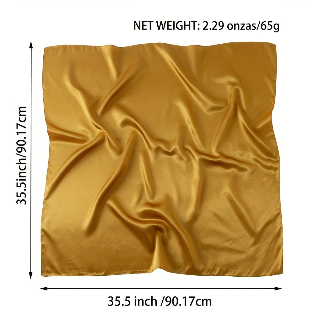 Yellow Satin Square Scarf Casual Shawl Bandana