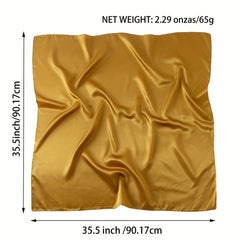 Yellow Satin Square Scarf Casual Shawl Bandana
