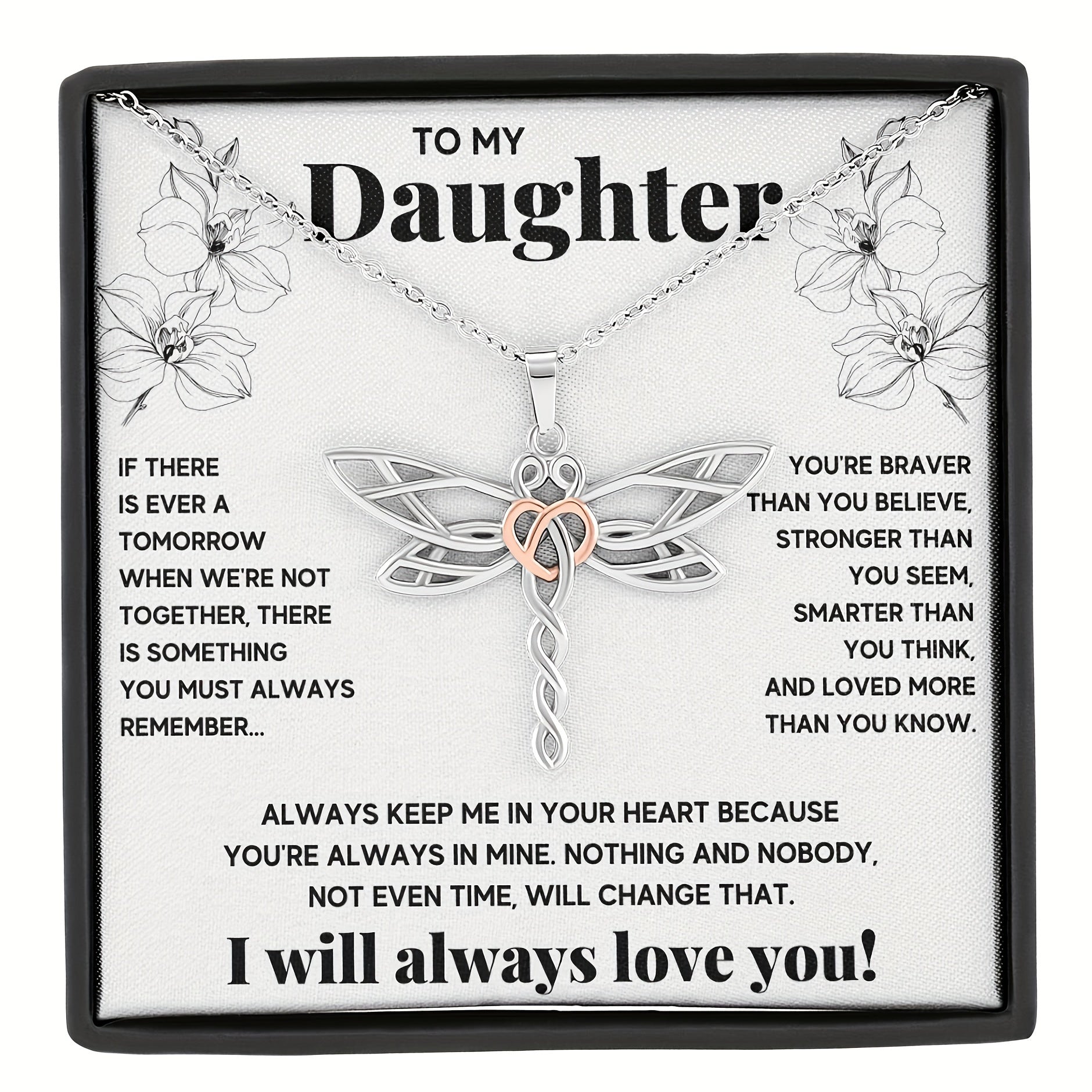 Dragonfly Pendant Necklace With Message Card - Gift For Daughter