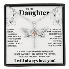Dragonfly Pendant Necklace With Message Card - Gift For Daughter