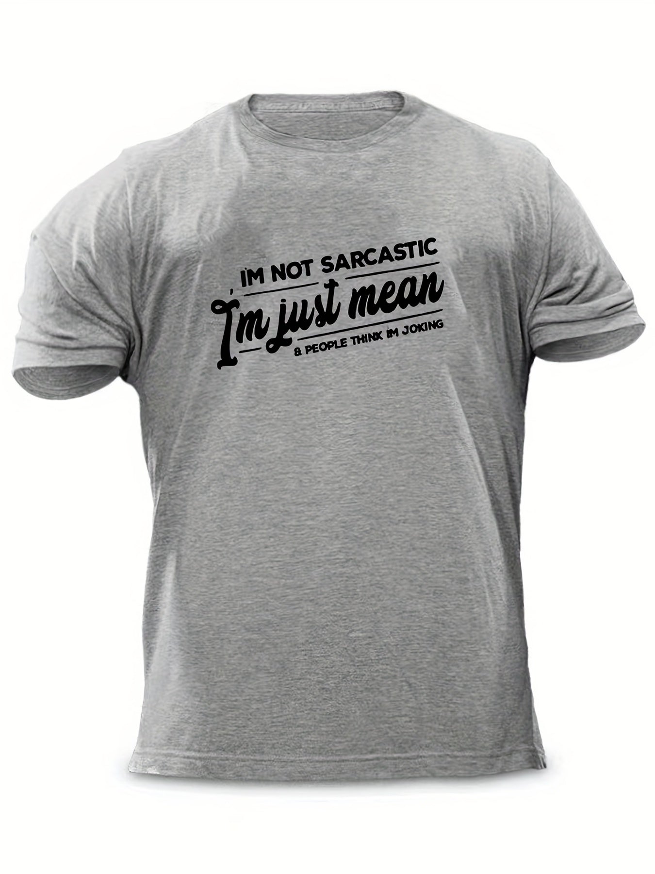 Men's Letter Print T shirt Casual Crew Neck Tee