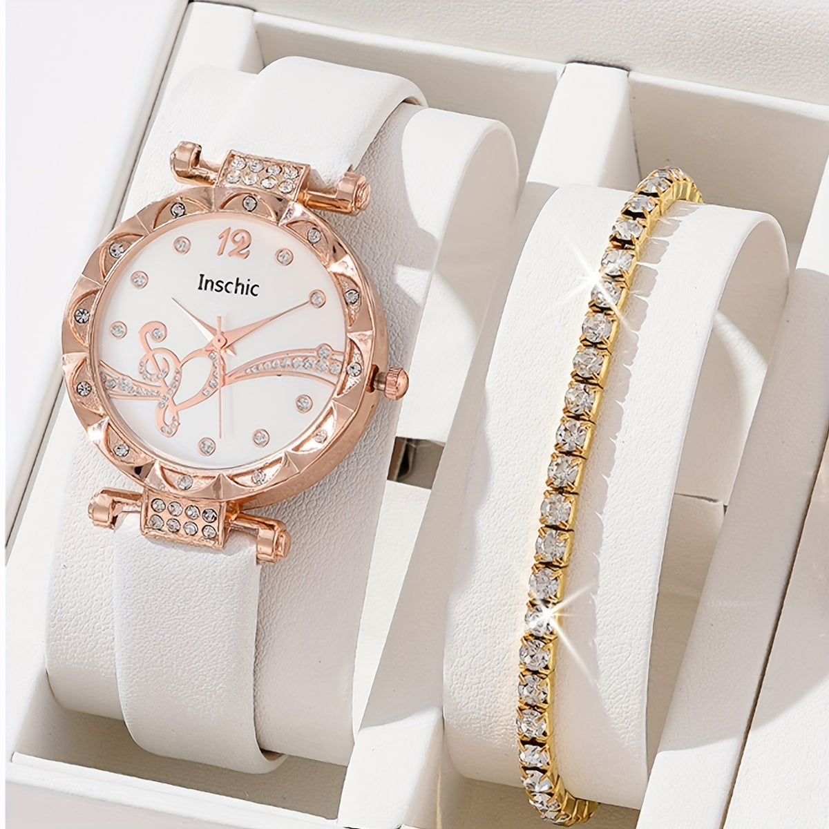 6pcs Heart Wing Leather Quartz Watch Set for Students