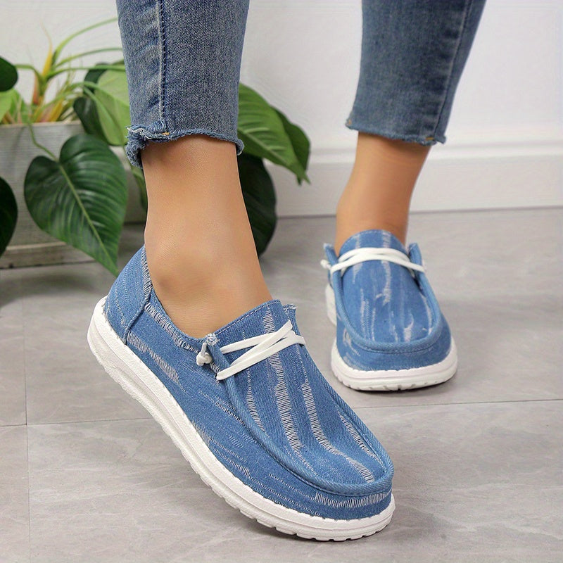 Women's Denim Canvas Slip On Loafers Casual Walking Sneakers