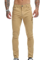 Men's Solid Slim Fit Pants Stretch Long Trousers