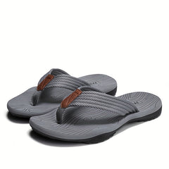 Men's Striped Flip Flops Arch Support Lightweight Beach Sandals