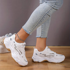 Women's Mesh Platform Sneakers Lace Up Outdoor Shoes Comfortable Low Top