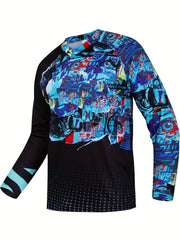 Men's Doodles Print V Neck Tee Spring Fall Outdoor